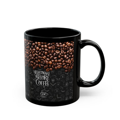Nightmare Before Coffee - Beidseitig bedruckte schwarze Tasse (325ml/440ml)