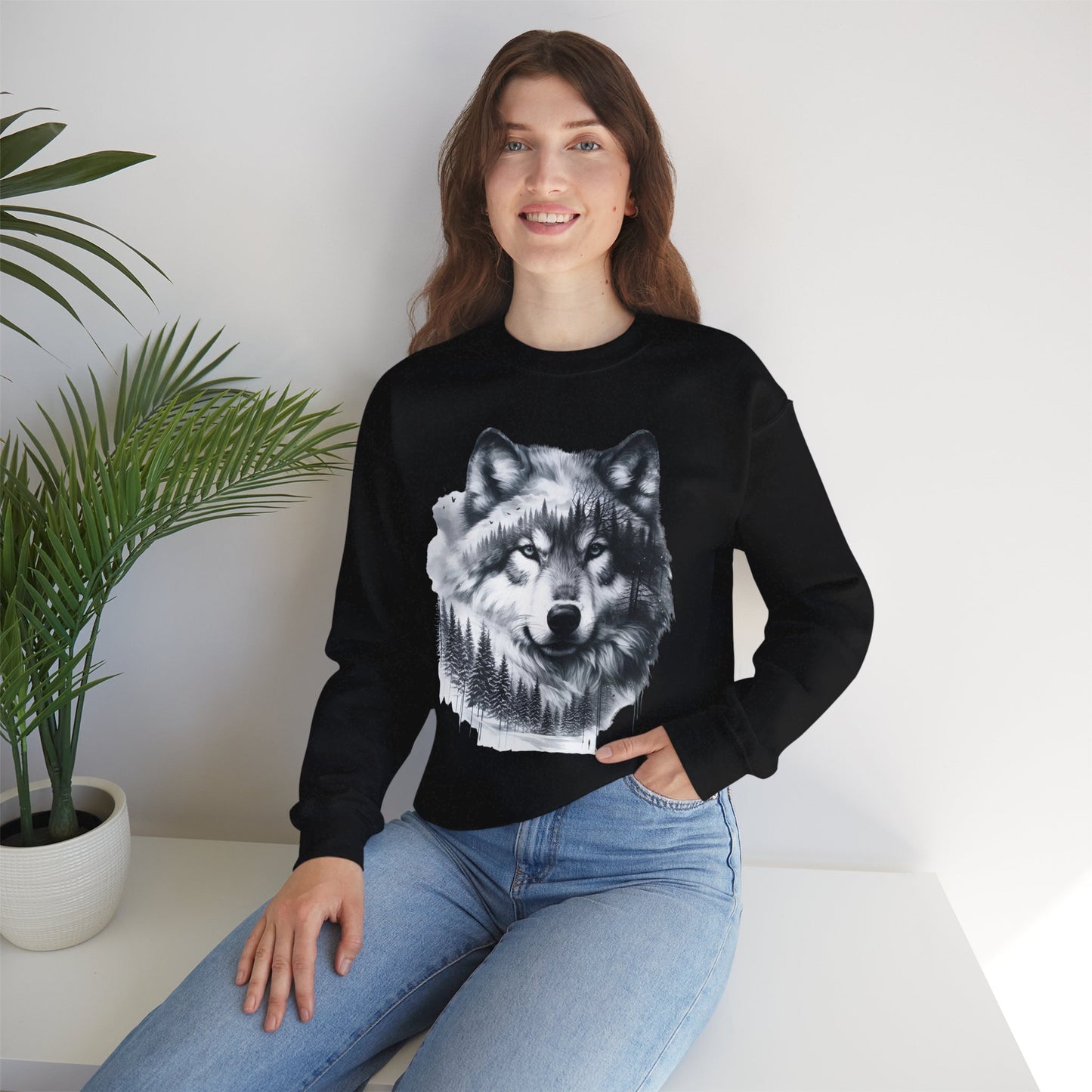 Forest Wolf Unisex Rundhals-Sweatshirt