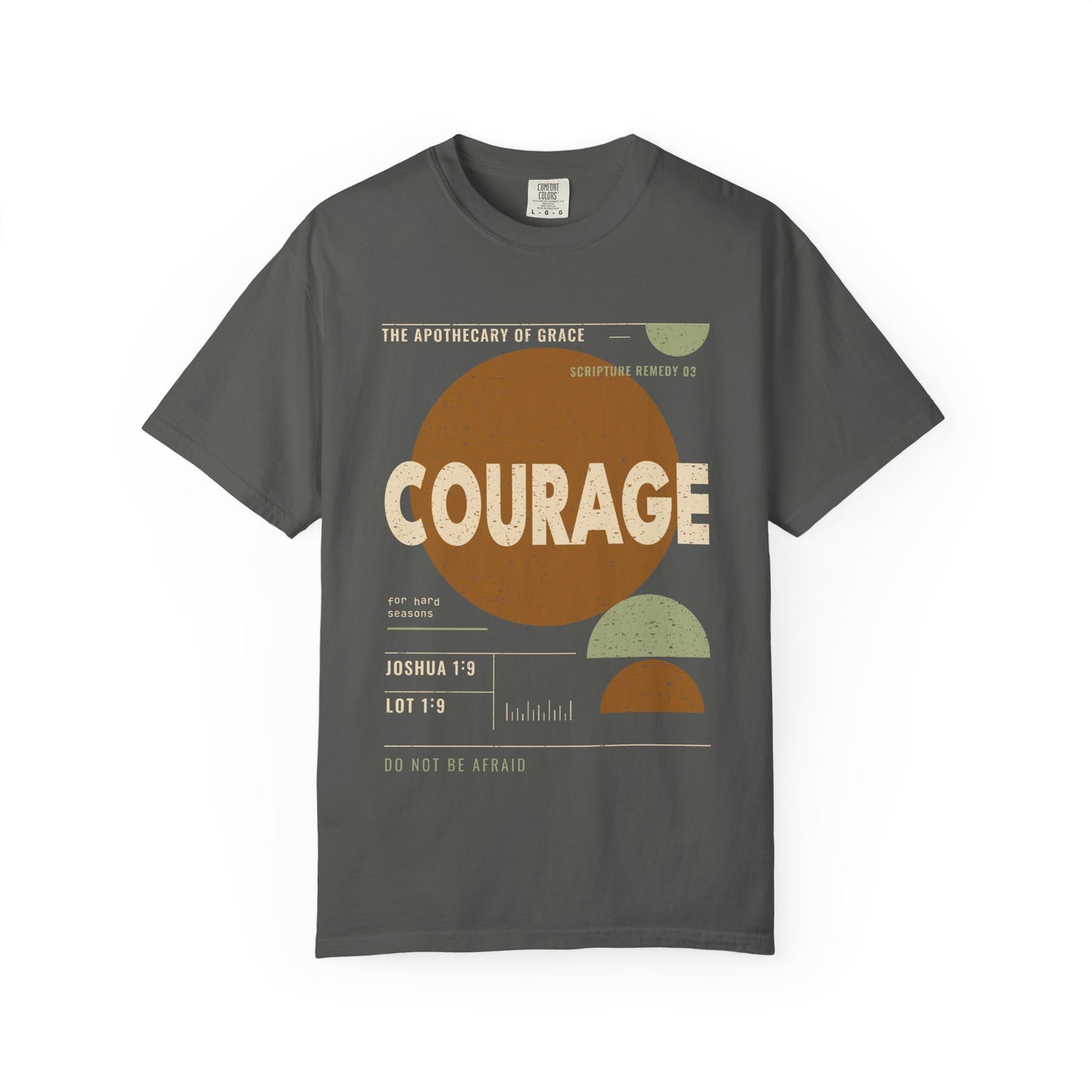Courage - Retro Mid-Century Scripture Unisex T-Shirt, Joshua 1:9 Bible Verse Tee, Christian Gift for Hard Times, Modern Graphic Faith Apparel