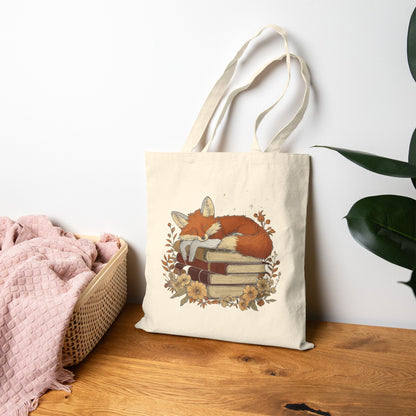 Fox & Books - Canvas Tote Bag (2 Colors)