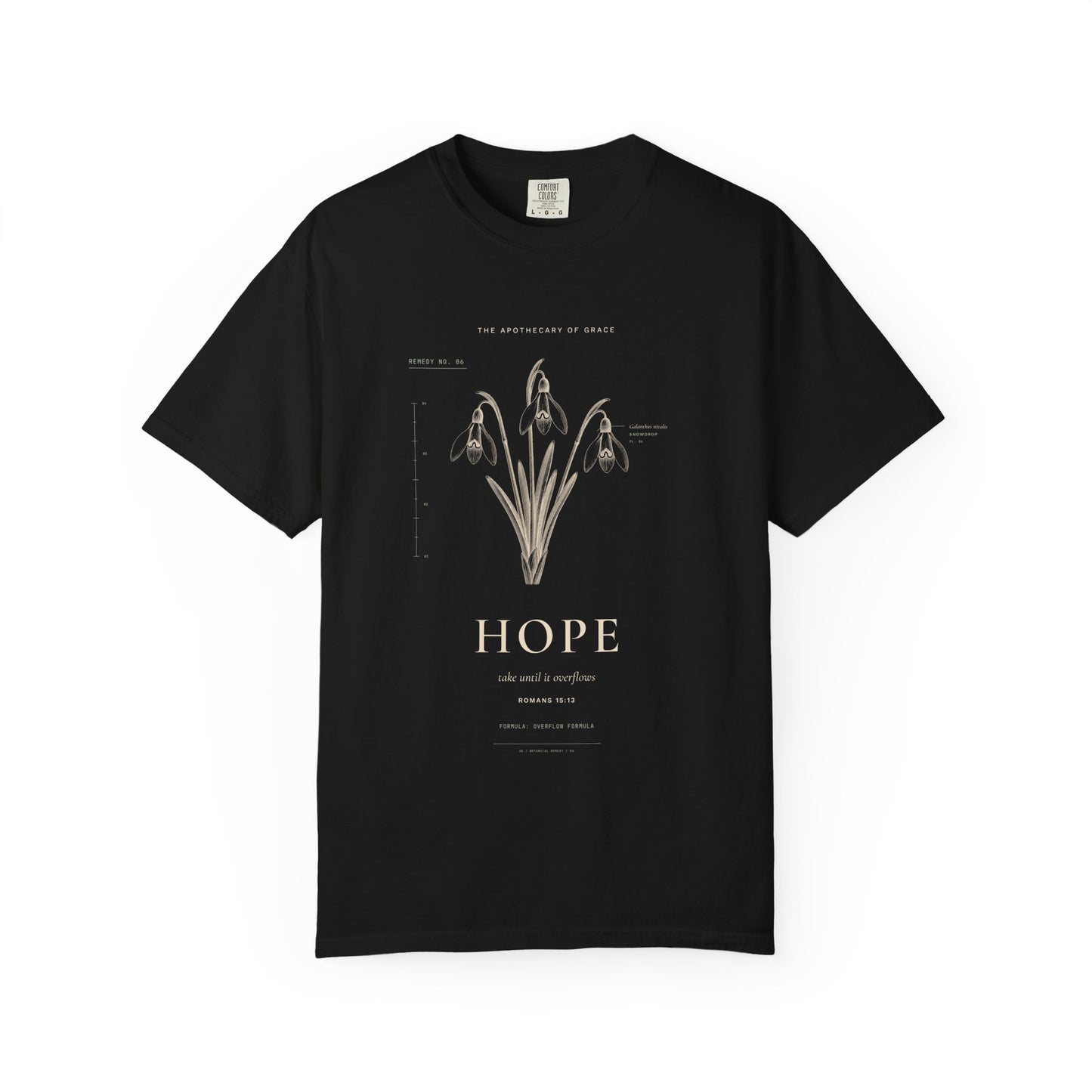 Hope - Vintage Botanical Scripture Unisex T-Shirt, Romans 15:13 Bible Verse Tee, Christian Gift for Long Waits, Editorial Faith Apparel