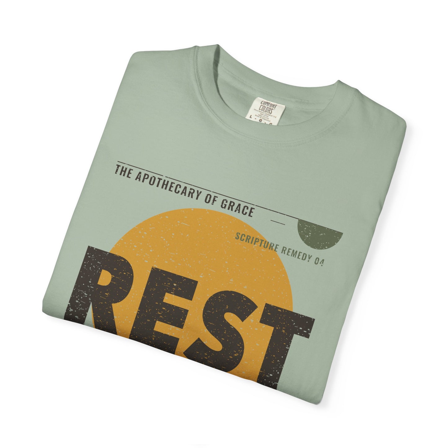 Rest - Retro Mid-Century Scripture Unisex T-Shirt, Matthew 11:28 Bible Verse Tee, Christian Gift for Burnout, Modern Graphic Faith Apparel