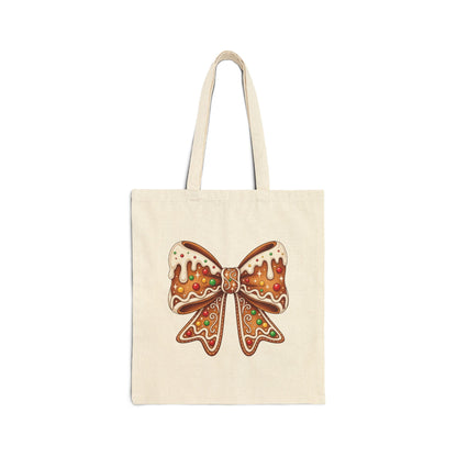Gingerbread Bow - Canvas Tote Bag (2 Colors)