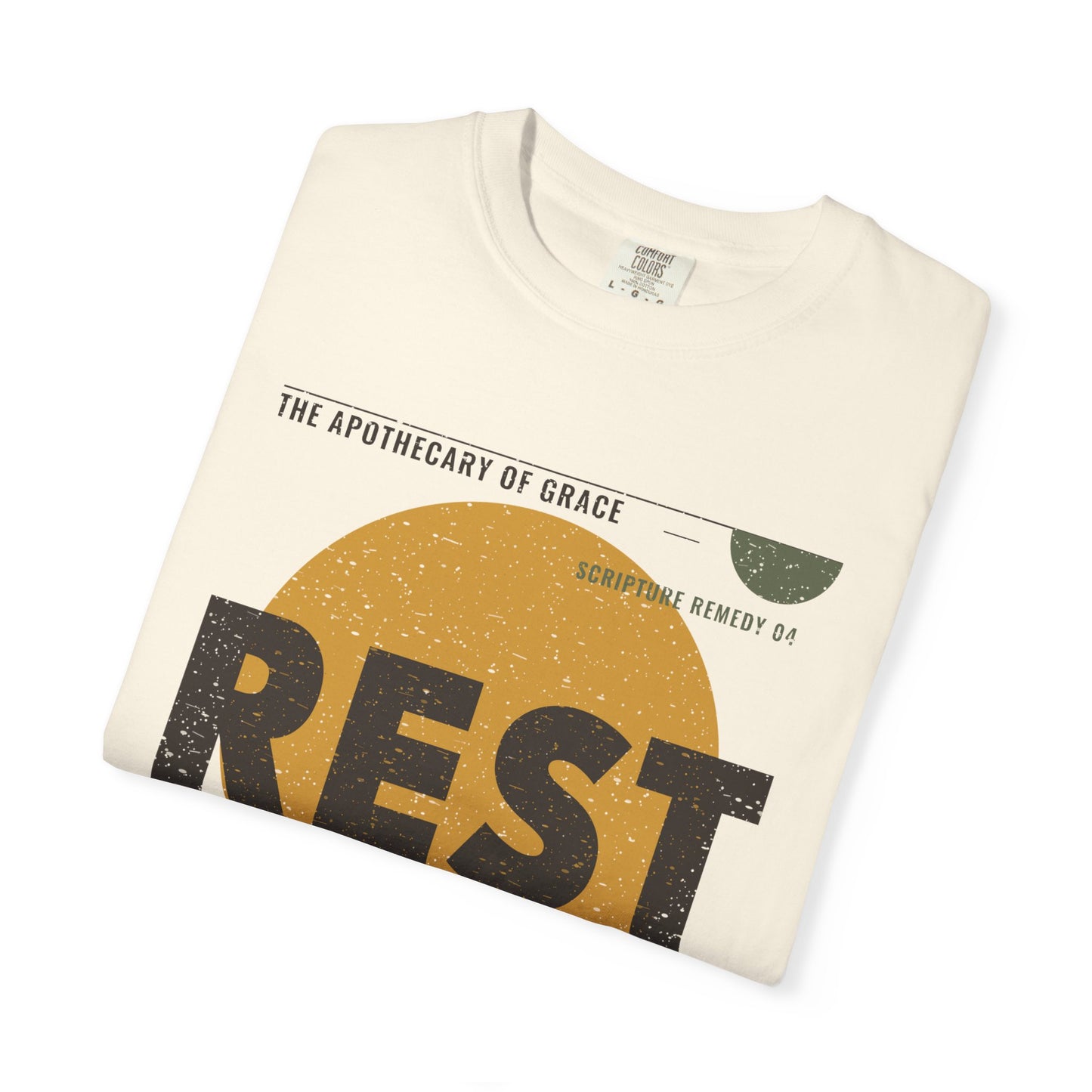 Rest - Retro Mid-Century Scripture Unisex T-Shirt, Matthew 11:28 Bible Verse Tee, Christian Gift for Burnout, Modern Graphic Faith Apparel