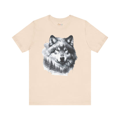 Monochromer Wolf Wald Unisex Grafik T-Shirt