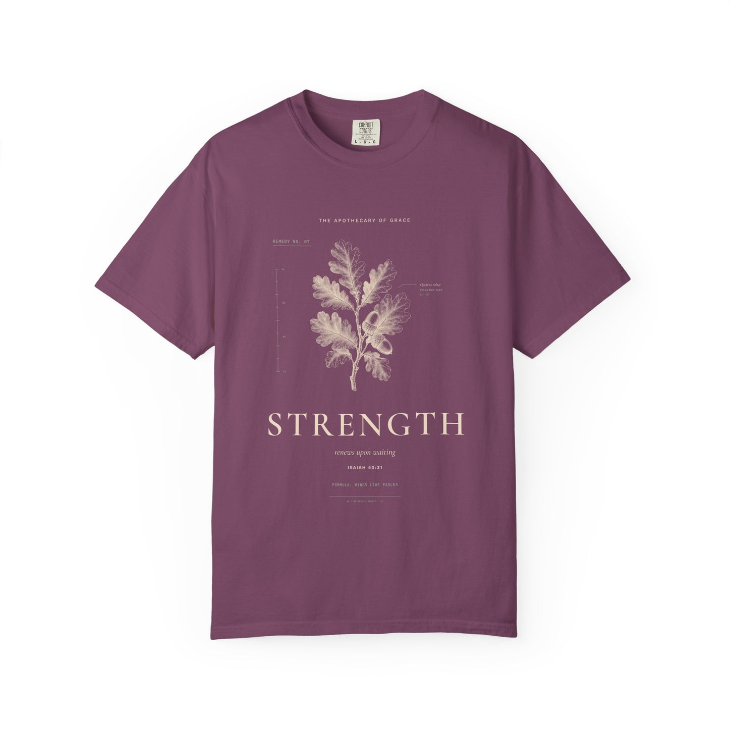 Strength - Vintage Botanical Scripture Unisex T-Shirt, Isaiah 40:31 Bible Verse Tee, Christian Gift for Caregivers, Editorial Faith Apparel