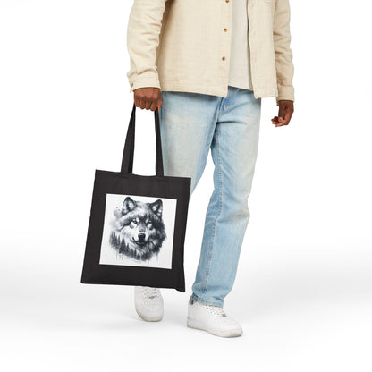 Monochromer Wildniswolf - Canvas Tragetasche (2 Farben)