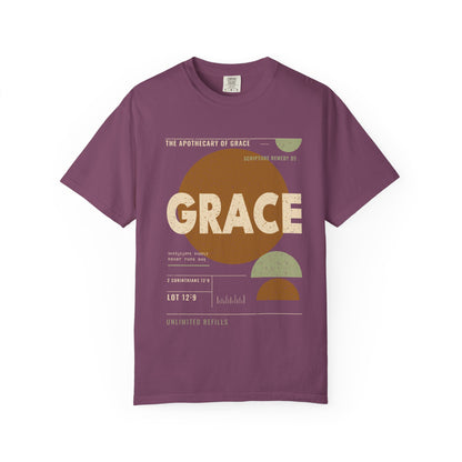 Grace - Retro Mid-Century Scripture Unisex T-Shirt, 2 Corinthians 12:9 Bible Verse Tee, Christian Gift for Recovery, Modern Graphic Faith Apparel