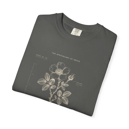 Grace - Vintage Botanical Scripture Unisex T-Shirt, 2 Corinthians 12:9 Bible Verse Tee, Christian Gift for Recovery, Editorial Faith Apparel