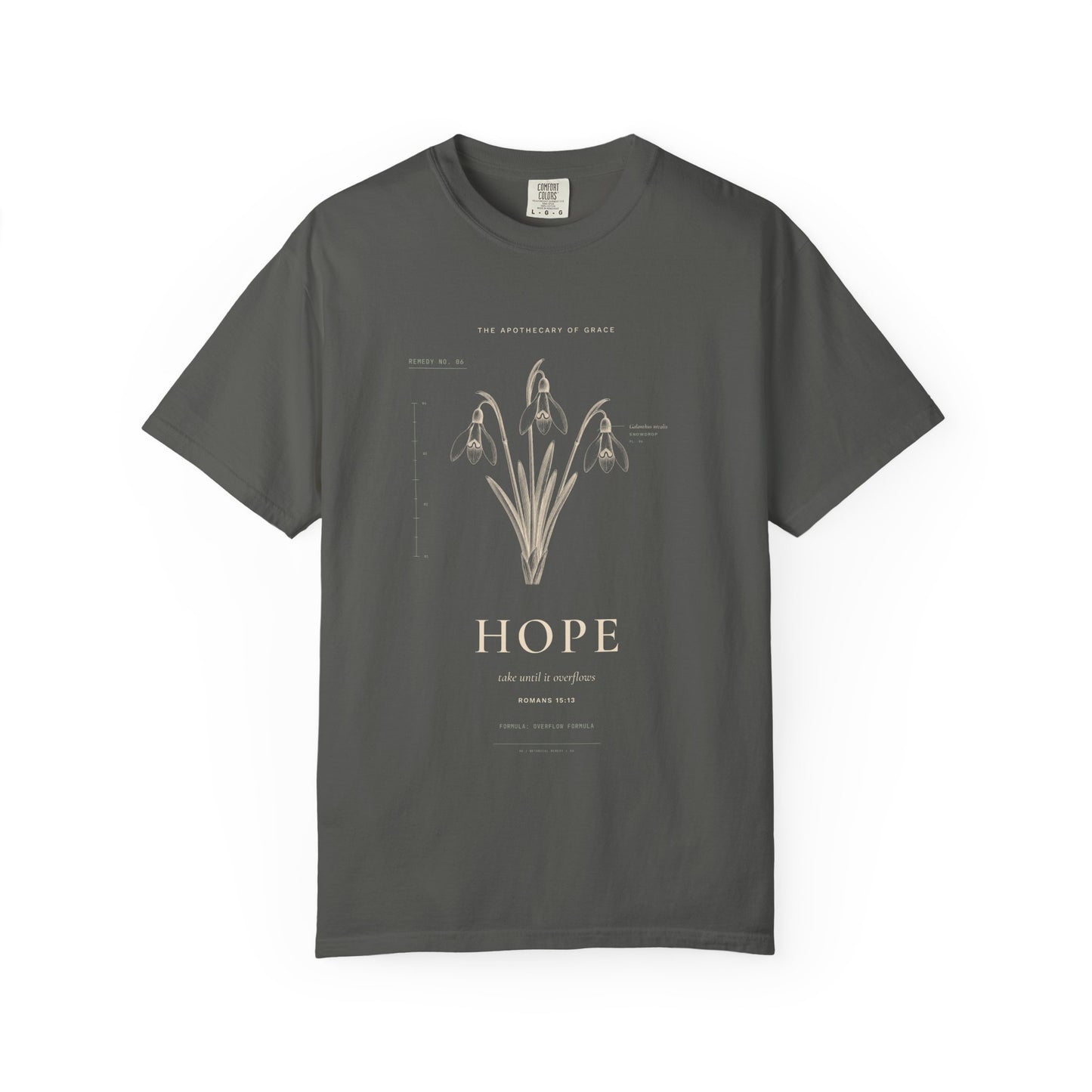 Hope - Vintage Botanical Scripture Unisex T-Shirt, Romans 15:13 Bible Verse Tee, Christian Gift for Long Waits, Editorial Faith Apparel