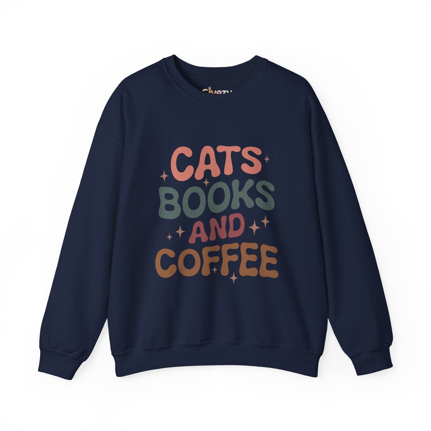 Katzen, Bücher und Kaffee Rundhals-Sweatshirt