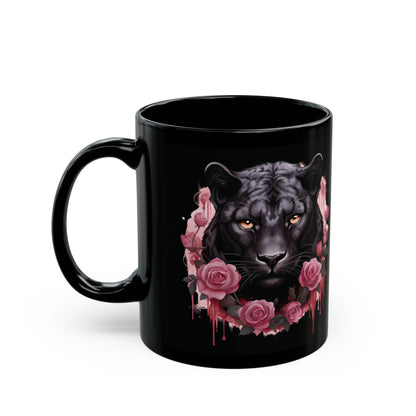 Panther Rose – Schwarze Tasse (325ml/444ml)