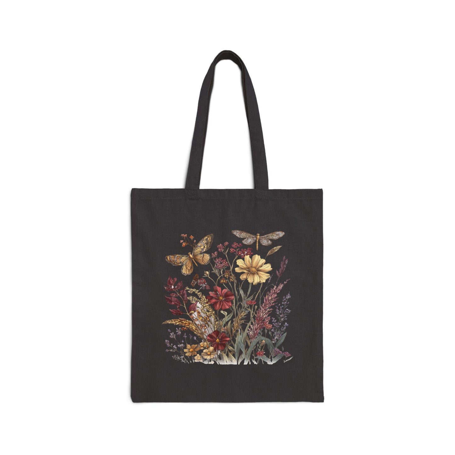 Wiesenblume & Schmetterling – Einkaufstasche aus Segeltuch (2 Farben)