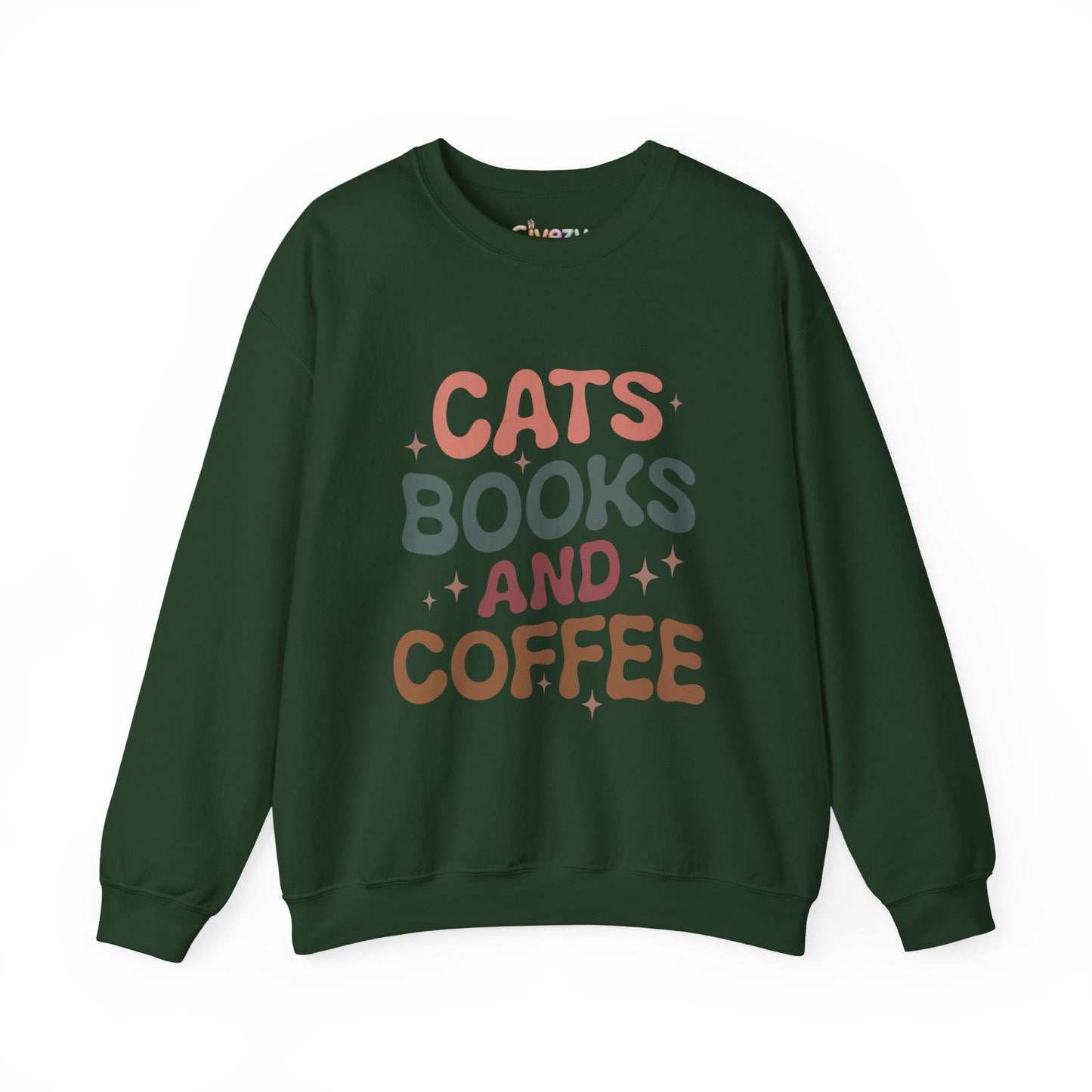 Katzen, Bücher und Kaffee Rundhals-Sweatshirt