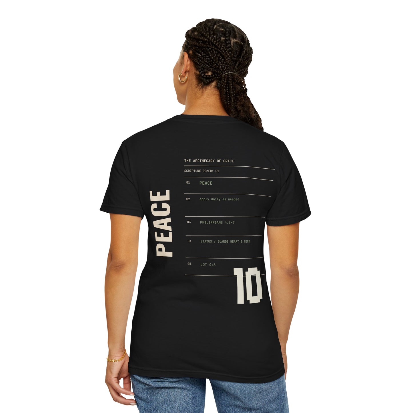 Peace - Personalized Number Scripture Unisex T-Shirt, Philippians 4:6-7 Bible Verse Tee, Christian Gift for Anxiety, Modern Streetwear Faith