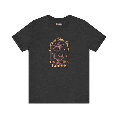 Zertifizierte „Verrückte Gans auf freiem Fuß“ — Unisex-Grafik-T-Shirt