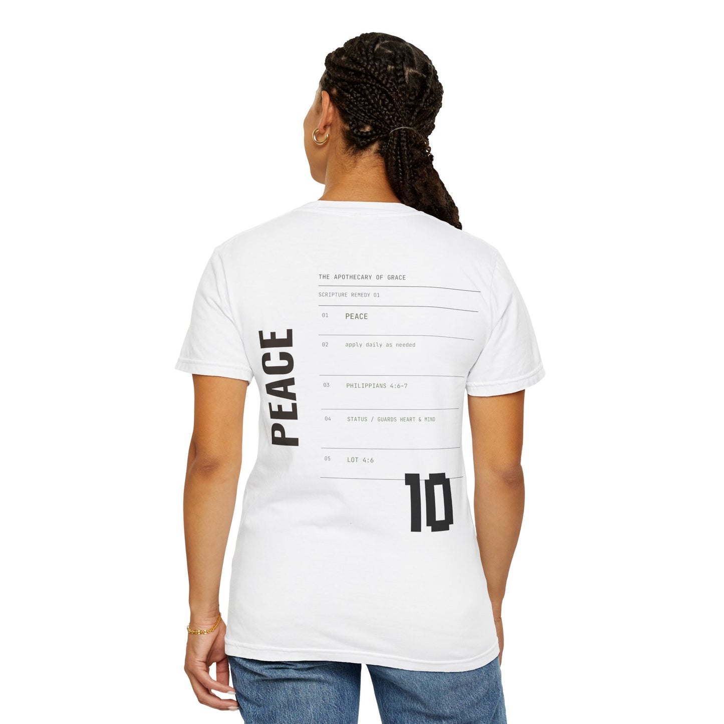 Peace - Personalized Number Scripture Unisex T-Shirt, Philippians 4:6-7 Bible Verse Tee, Christian Gift for Anxiety, Modern Streetwear Faith