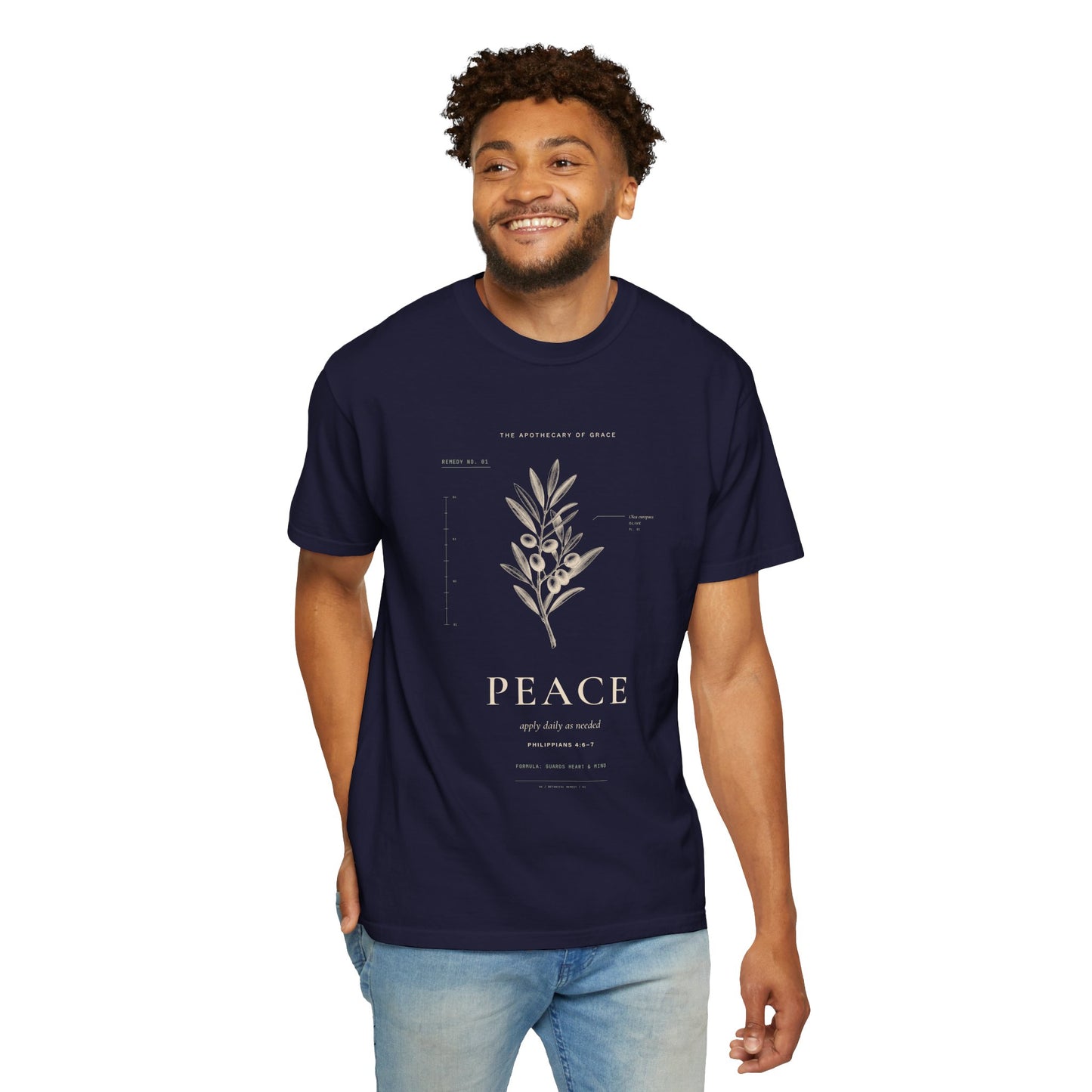 Peace - Vintage Botanical Scripture Unisex T-Shirt, Philippians 4:6-7 Bible Verse Tee, Christian Gift for Anxiety, Editorial Faith Apparel