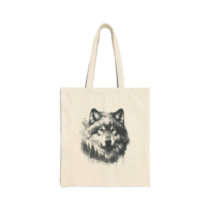 Monochromer Wildniswolf - Canvas Tragetasche (2 Farben)