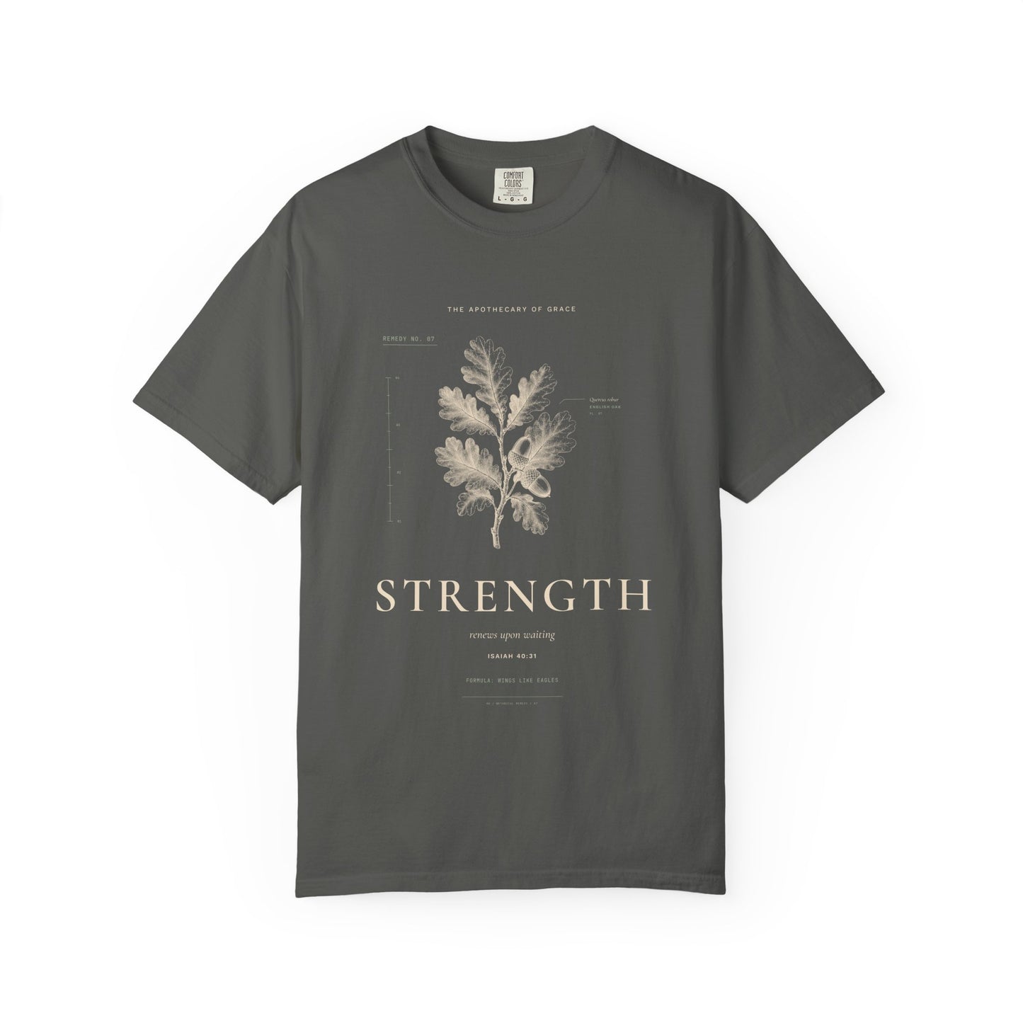 Strength - Vintage Botanical Scripture Unisex T-Shirt, Isaiah 40:31 Bible Verse Tee, Christian Gift for Caregivers, Editorial Faith Apparel