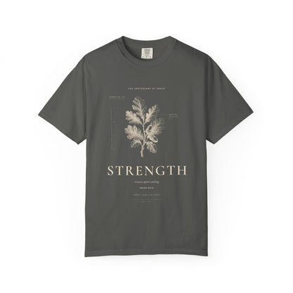 Strength - Vintage Botanical Scripture Unisex T-Shirt, Isaiah 40:31 Bible Verse Tee, Christian Gift for Caregivers, Editorial Faith Apparel