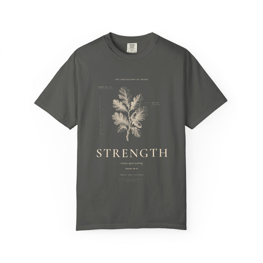 Strength - Vintage Botanical Scripture Unisex T-Shirt, Isaiah 40:31 Bible Verse Tee, Christian Gift for Caregivers, Editorial Faith Apparel