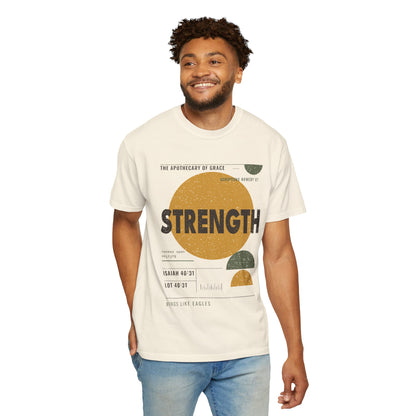 Strength - Retro Mid-Century Scripture Unisex T-Shirt, Isaiah 40:31 Bible Verse Tee, Christian Gift for Caregivers, Modern Graphic Faith Apparel