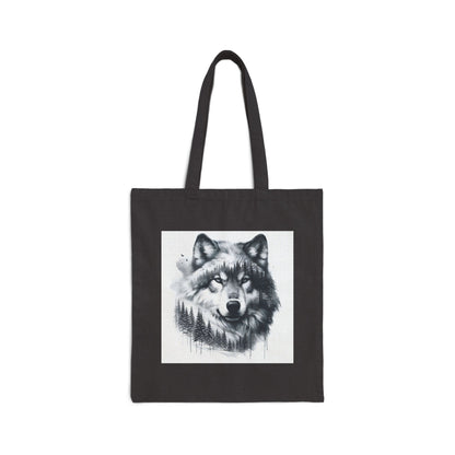 Monochromer Wildniswolf - Canvas Tragetasche (2 Farben)