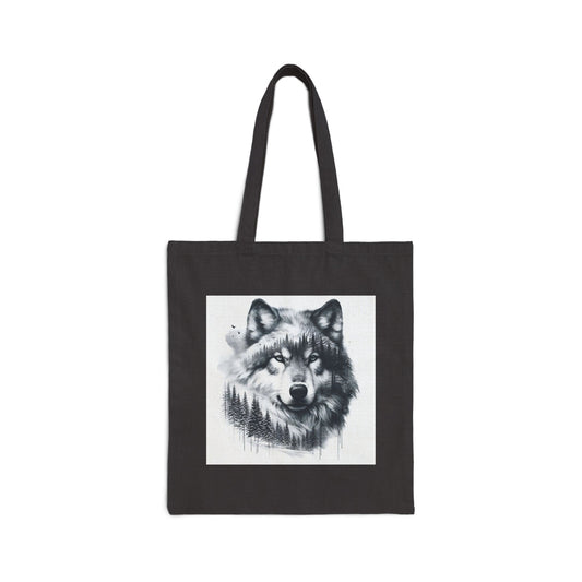 Monochromer Wildniswolf - Canvas Tragetasche (2 Farben)