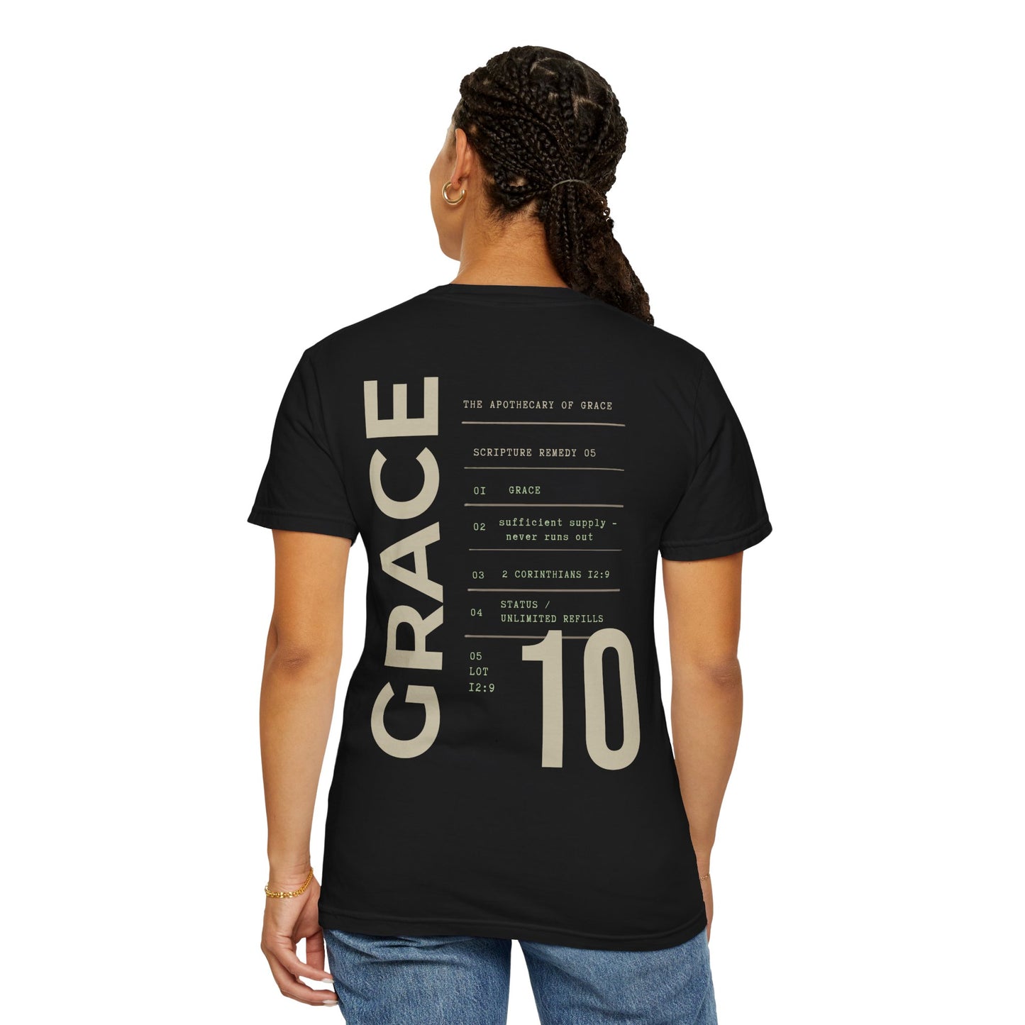 Grace - Personalized Number Scripture Unisex T-Shirt, 2 Corinthians 12:9 Bible Verse Tee, Christian Gift for Recovery, Modern Streetwear Faith