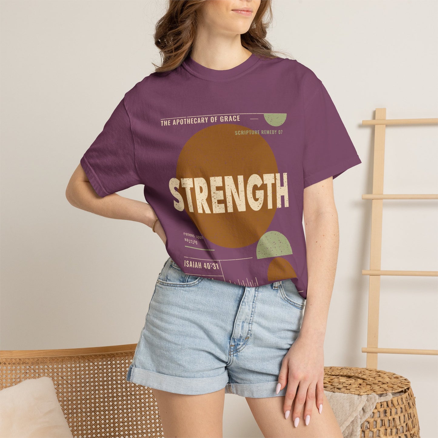 Strength - Retro Mid-Century Scripture Unisex T-Shirt, Isaiah 40:31 Bible Verse Tee, Christian Gift for Caregivers, Modern Graphic Faith Apparel