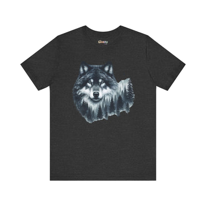 Wolf im Wald Unisex Grafik T-Shirt