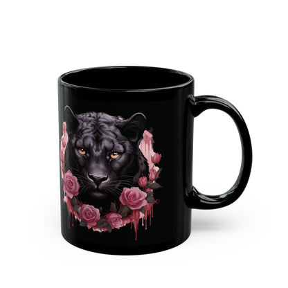 Panther Rose – Schwarze Tasse (325ml/444ml)