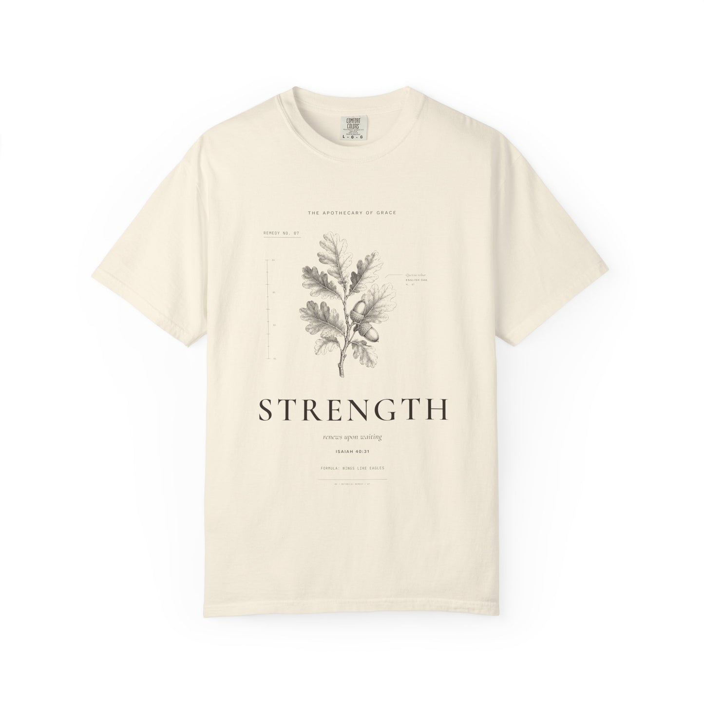 Strength - Vintage Botanical Scripture Unisex T-Shirt, Isaiah 40:31 Bible Verse Tee, Christian Gift for Caregivers, Editorial Faith Apparel
