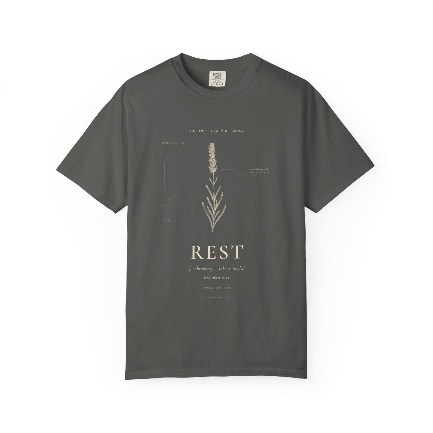 Rest - Vintage Botanical Scripture Unisex T-Shirt, Matthew 11:28 Bible Verse Tee, Christian Gift for Burnout, Editorial Faith Apparel