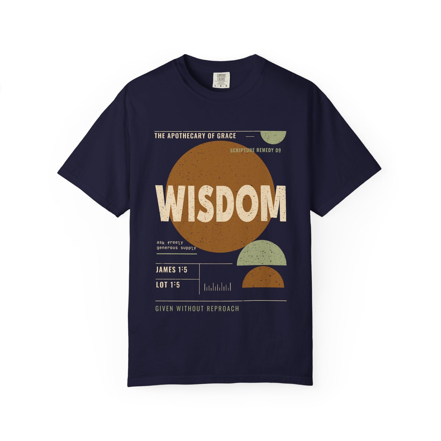 Wisdom - Retro Mid-Century Scripture Unisex T-Shirt, James 1:5 Bible Verse Tee, Christian Gift for Graduation, Modern Graphic Faith Apparel
