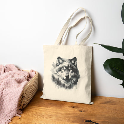 Monochromer Wildniswolf - Canvas Tragetasche (2 Farben)