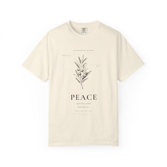 Peace - Vintage Botanical Scripture Unisex T-Shirt, Philippians 4:6-7 Bible Verse Tee, Christian Gift for Anxiety, Editorial Faith Apparel