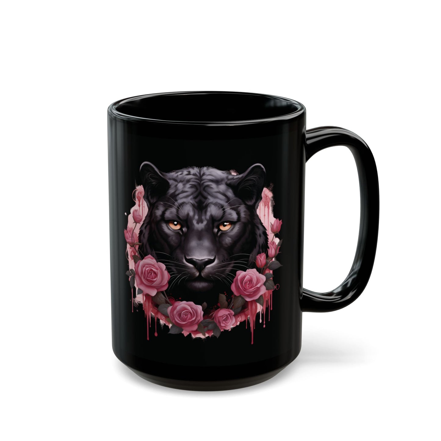 Panther Rose – Schwarze Tasse (325ml/444ml)