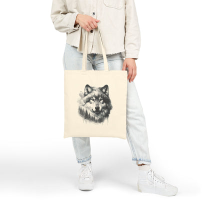 Monochromer Wildniswolf - Canvas Tragetasche (2 Farben)