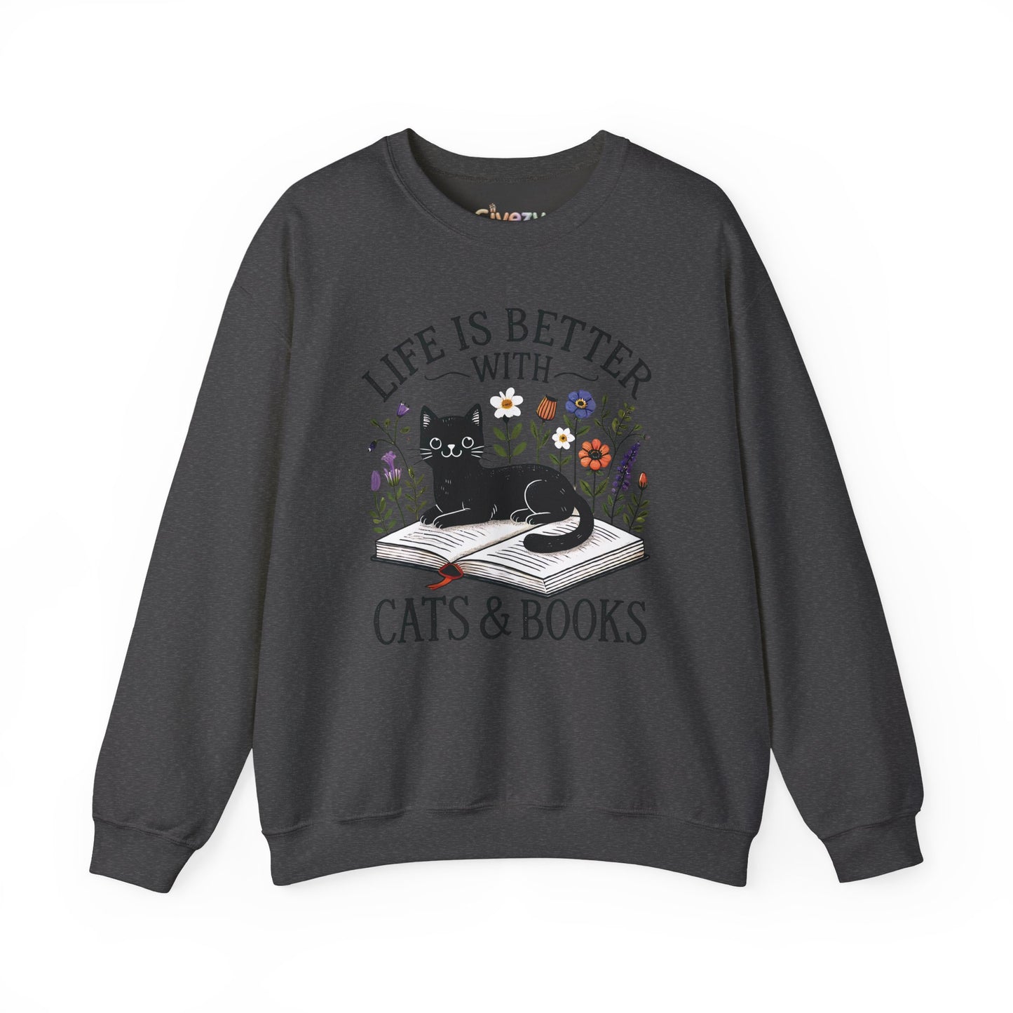 Life Is Better With Cats & Books Rundhals-Sweatshirt