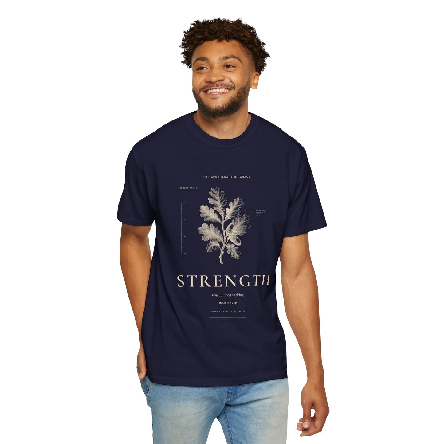 Strength - Vintage Botanical Scripture Unisex T-Shirt, Isaiah 40:31 Bible Verse Tee, Christian Gift for Caregivers, Editorial Faith Apparel