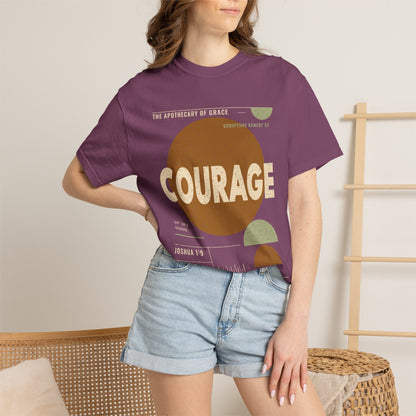 Courage - Retro Mid-Century Scripture Unisex T-Shirt, Joshua 1:9 Bible Verse Tee, Christian Gift for Hard Times, Modern Graphic Faith Apparel