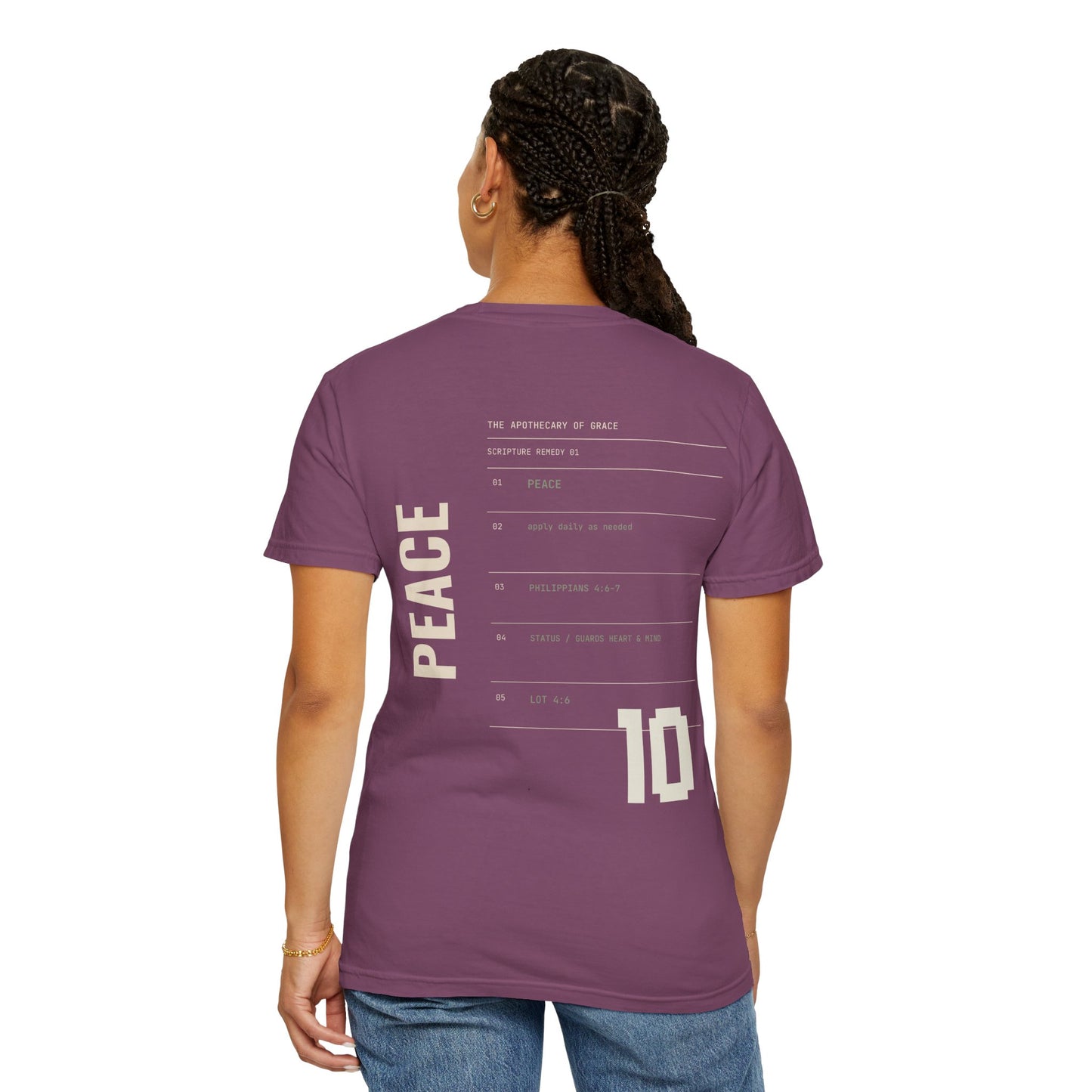 Peace - Personalized Number Scripture Unisex T-Shirt, Philippians 4:6-7 Bible Verse Tee, Christian Gift for Anxiety, Modern Streetwear Faith