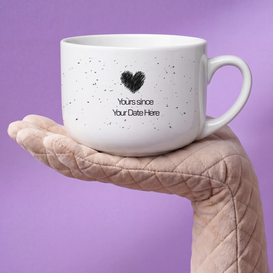 Yours Since - Personalized Anniversary Mug, 25oz Jumbo — Custom Date Gift for Couples, White Ceramic Latte Cup