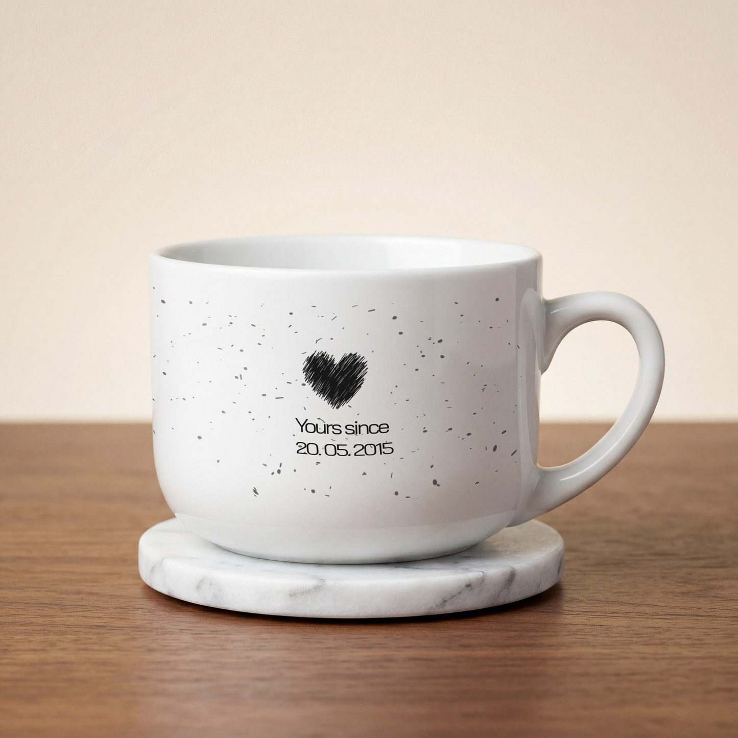 Yours Since — Personalized Date White Ceramic Latte Mug (25oz)