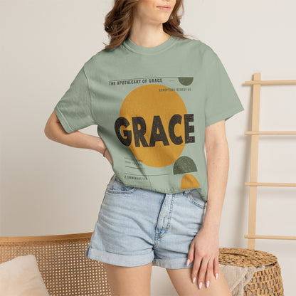 Grace - Retro Mid-Century Scripture Unisex T-Shirt, 2 Corinthians 12:9 Bible Verse Tee, Christian Gift for Recovery, Modern Graphic Faith Apparel