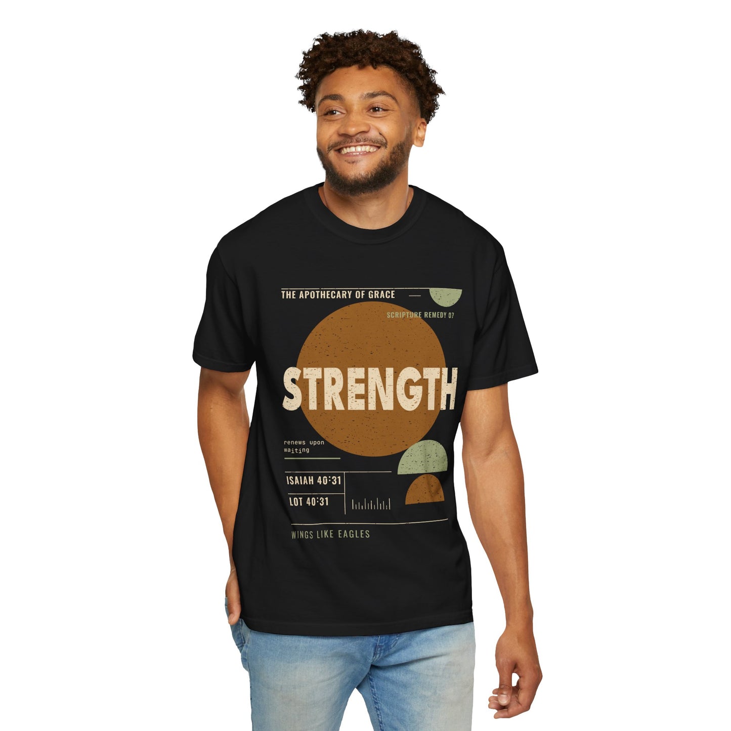 Strength - Retro Mid-Century Scripture Unisex T-Shirt, Isaiah 40:31 Bible Verse Tee, Christian Gift for Caregivers, Modern Graphic Faith Apparel