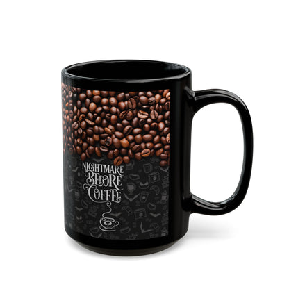 Nightmare Before Coffee - Beidseitig bedruckte schwarze Tasse (325ml/440ml)