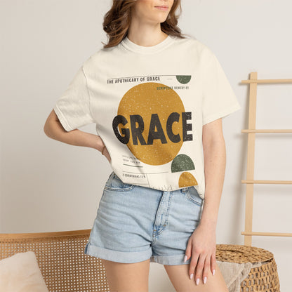 Grace - Retro Mid-Century Scripture Unisex T-Shirt, 2 Corinthians 12:9 Bible Verse Tee, Christian Gift for Recovery, Modern Graphic Faith Apparel